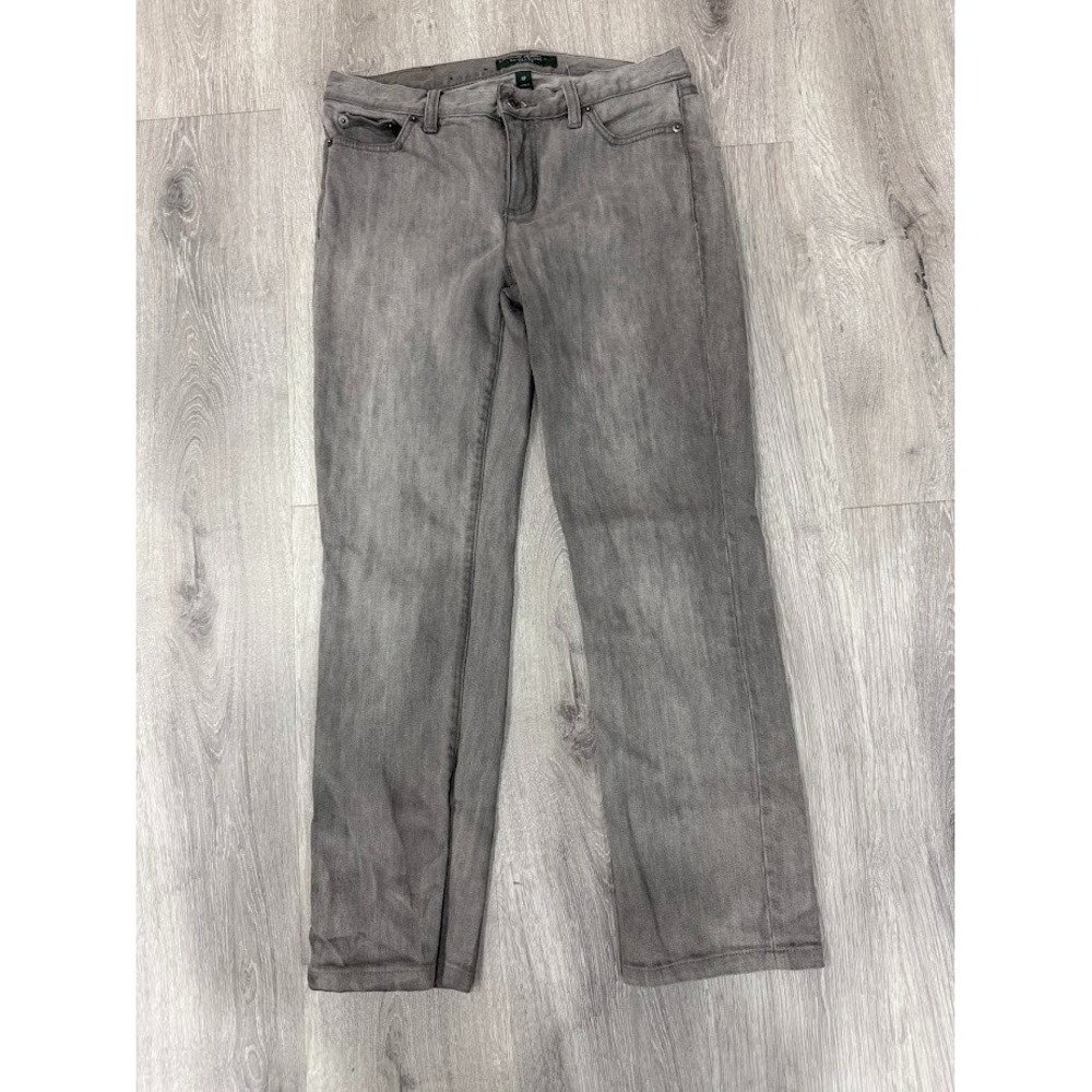Lauren Ralph Lauren Petite Grey Straight Leg Jeans Faded Wash Size 4P